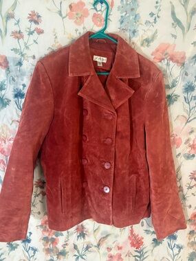 Vintage Women's Double-Breasted Suede Peacoat in Rust